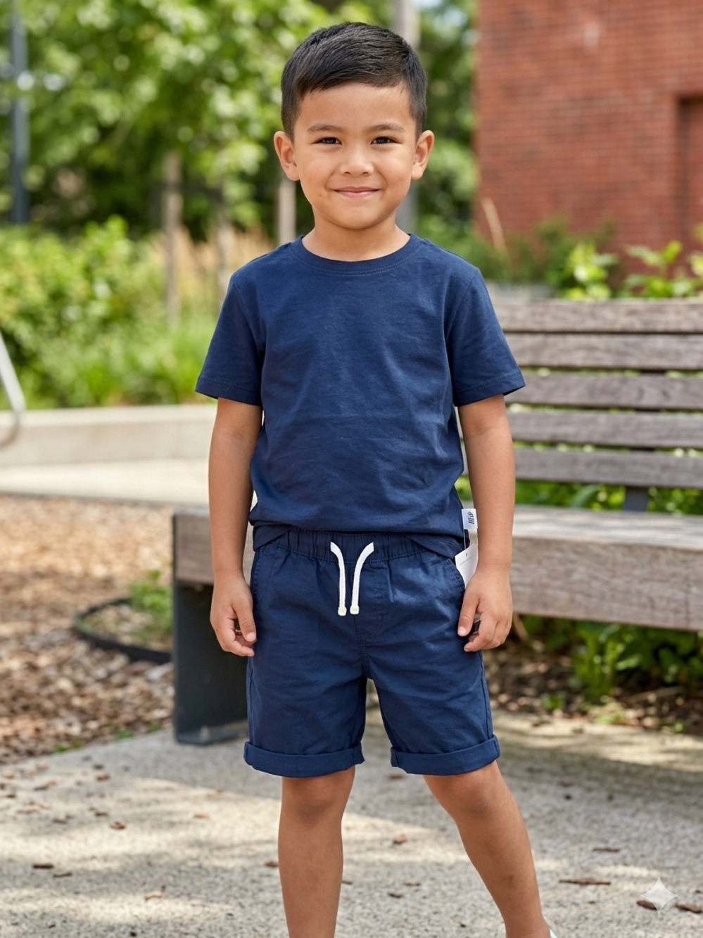 NIP / NWT H&M Kids Navy Blue Cotton Shorts Set (Size 6 / 5-6Y) 2 pk